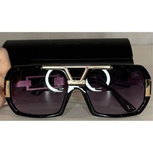 Cazal Vintage Oversized Sunglasses Black & Gold Unisex Retro Style